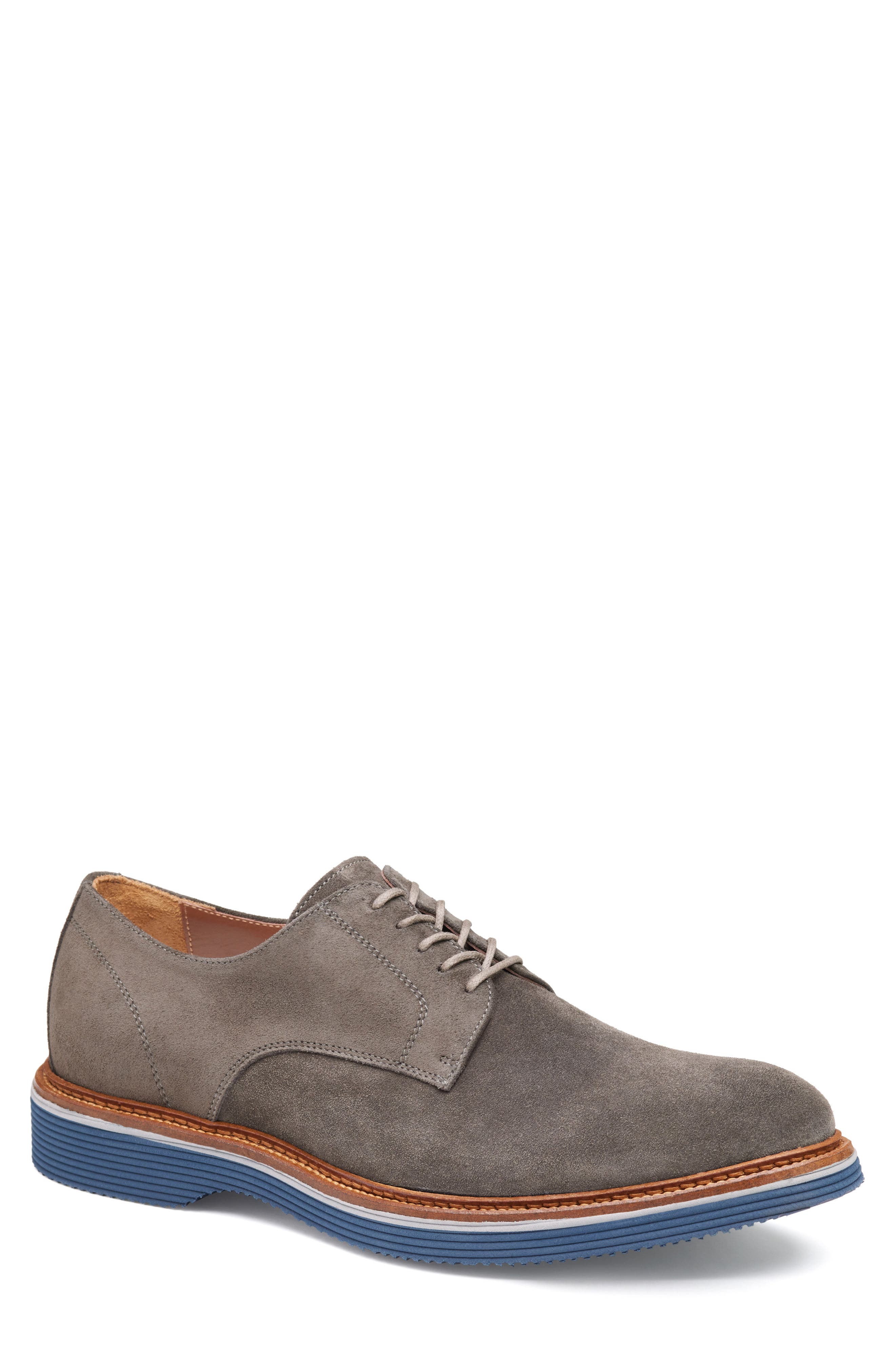 Johnston & Murphy Jenson Plain Toe Derby, Main, color, Gray Italian Suede