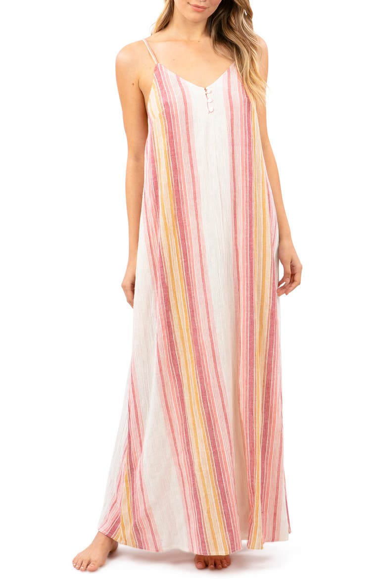 Golden Days Stripe Maxi Dress, Main, color, BONE