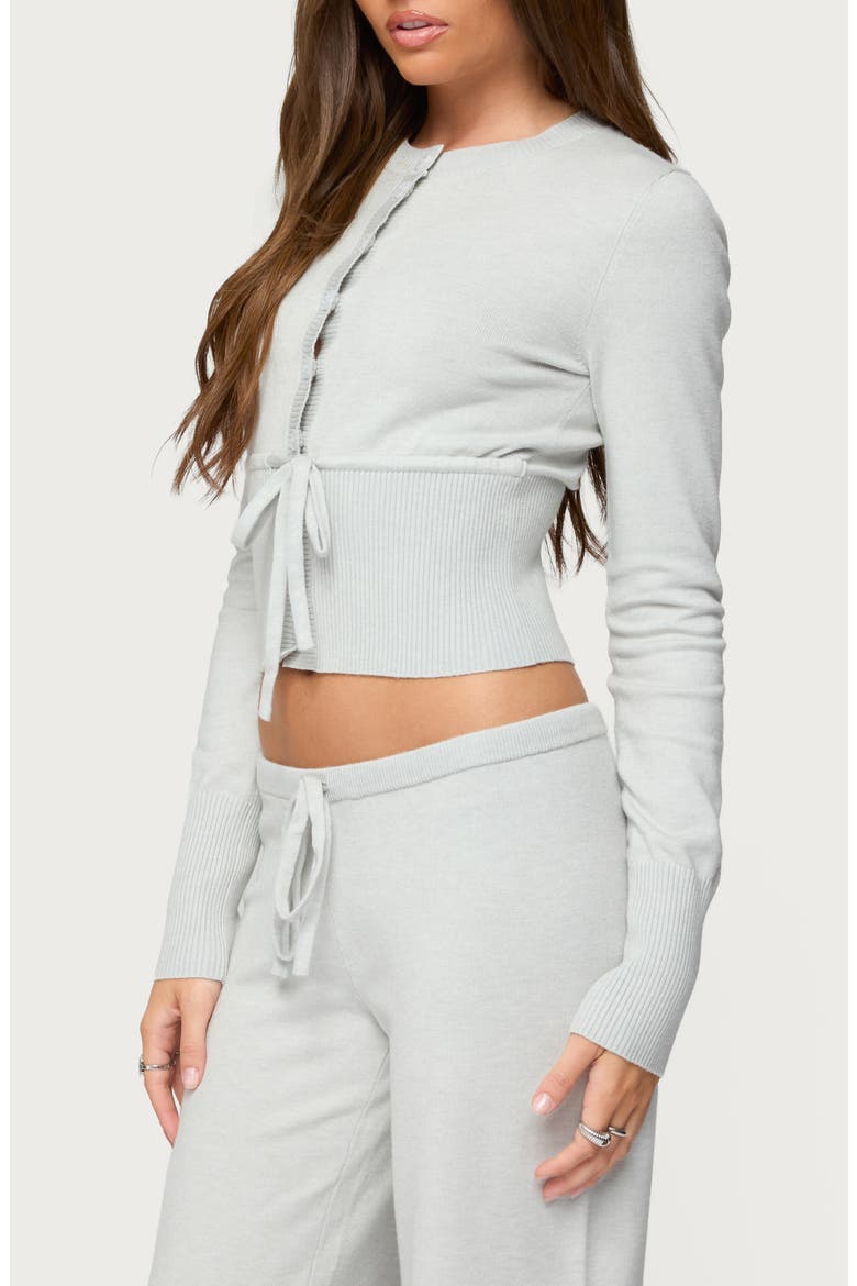 Embryn Drawstring Waist Cardigan, Alternate, color, LIGHT-GREY-MELANGE
