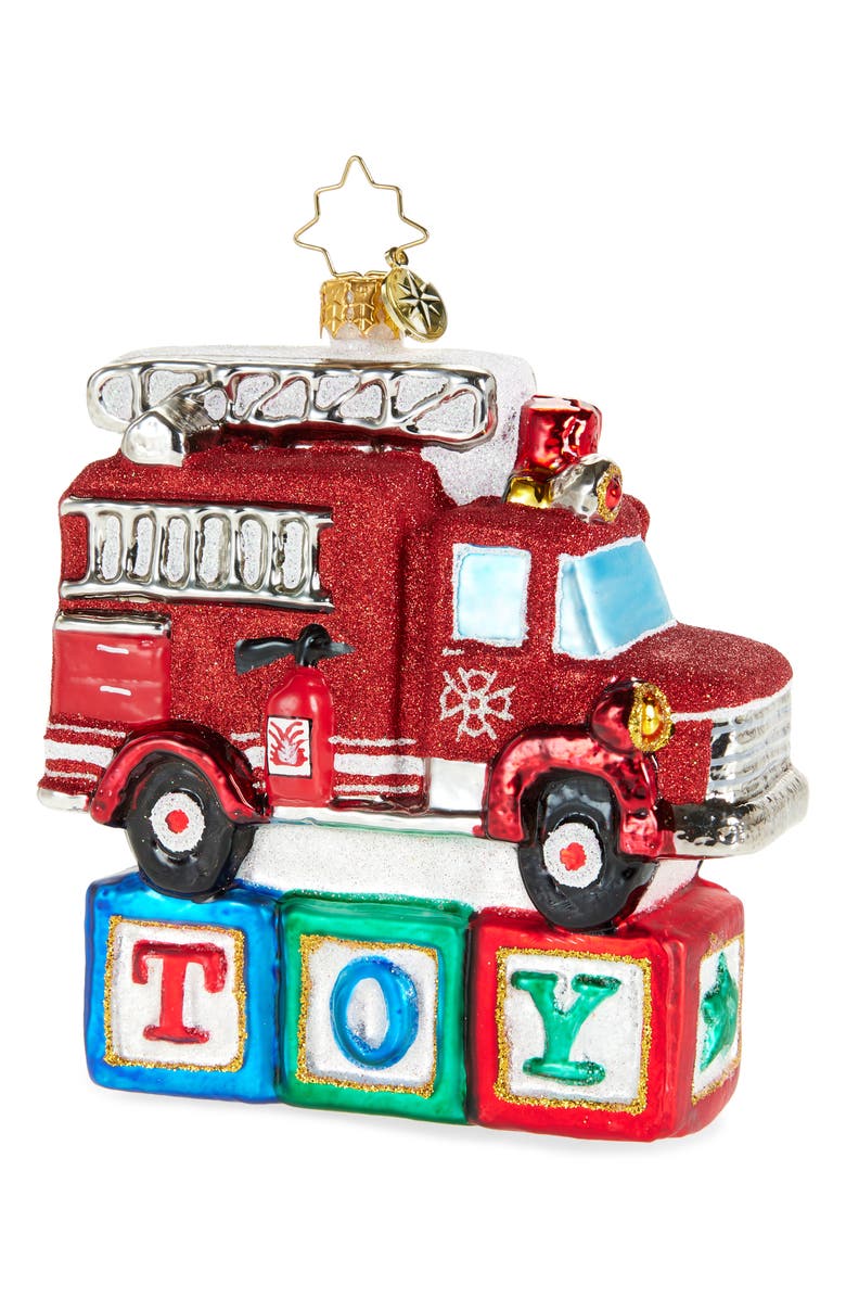 Christopher Radko Yuletide Engine Glass Ornament, Main, color, Red Multi