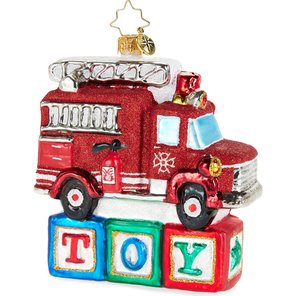 Christopher Radko Yuletide Engine Glass Ornament in Red Multi  product