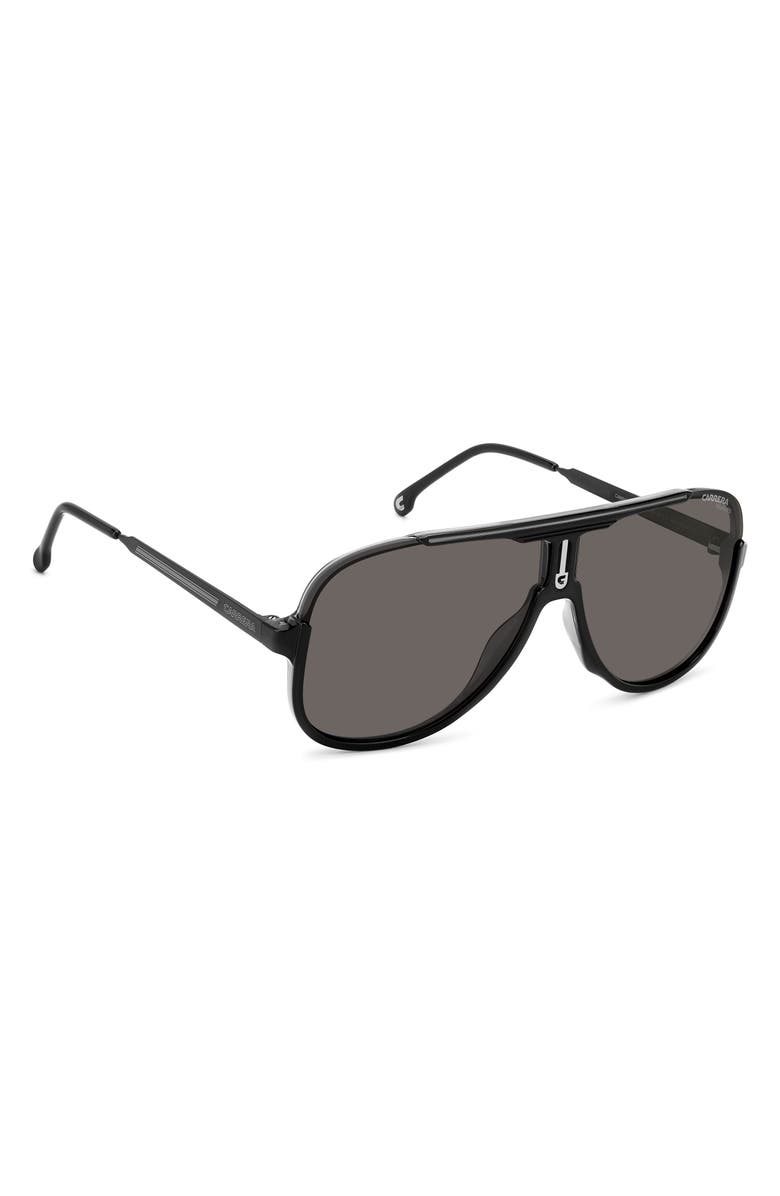 Carrera Eyewear 64mm Oversize Aviator Sunglasses, Alternate, color, Black Grey/ Gray Polar