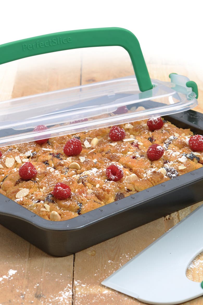 Perfect Slice Covered 9x13 Cake Pan & Cutting Tool - 3-Piece Set, Alternate, color, GREY