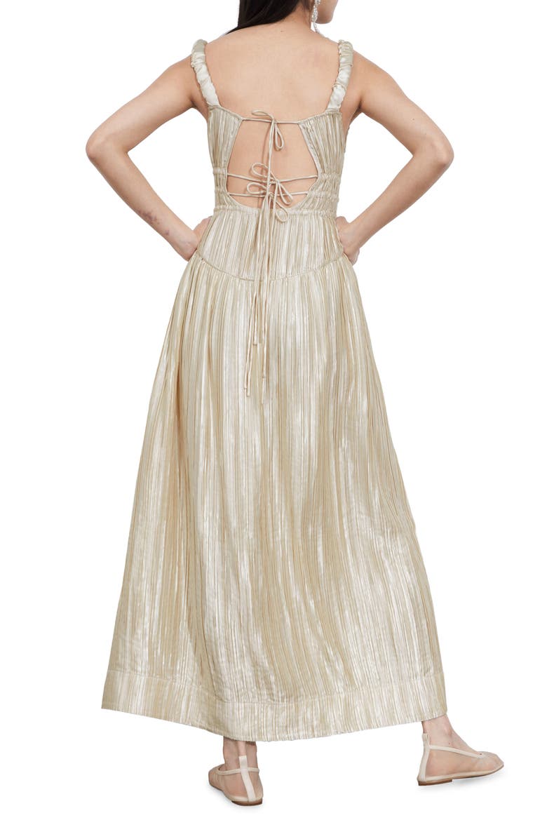 & Other Stories Pleated Metallic Satin Dress, Alternate, color,