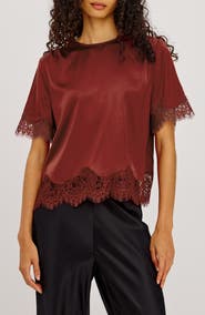 Rails Sonora Lace Trim Satin Top