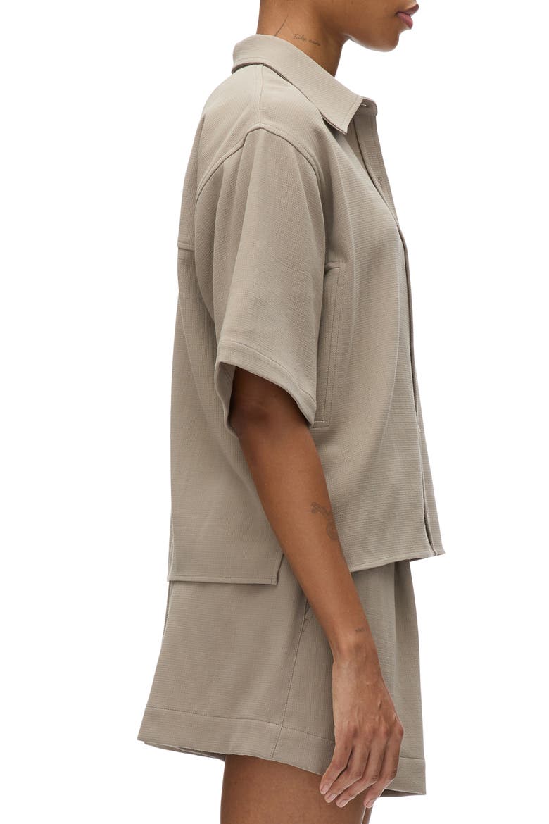 Boxy Short Sleeve Wool Shirt, Alternate, color, STONE GREY