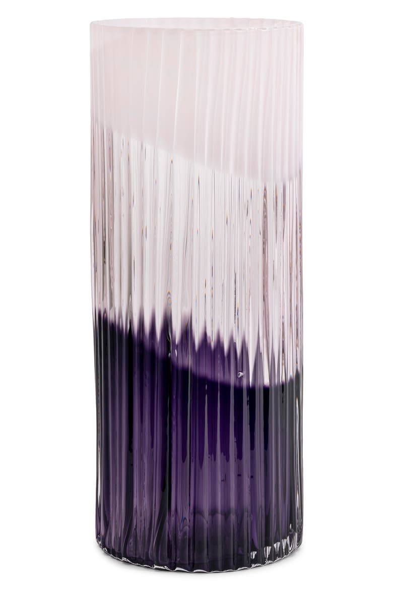 Pliss Glass Vase, Main, color, PINK/ AUBERGINE