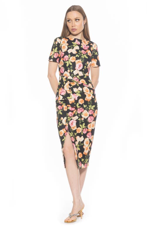 Alexia Admor Zayd Midi Sheath Dress In Black Floral