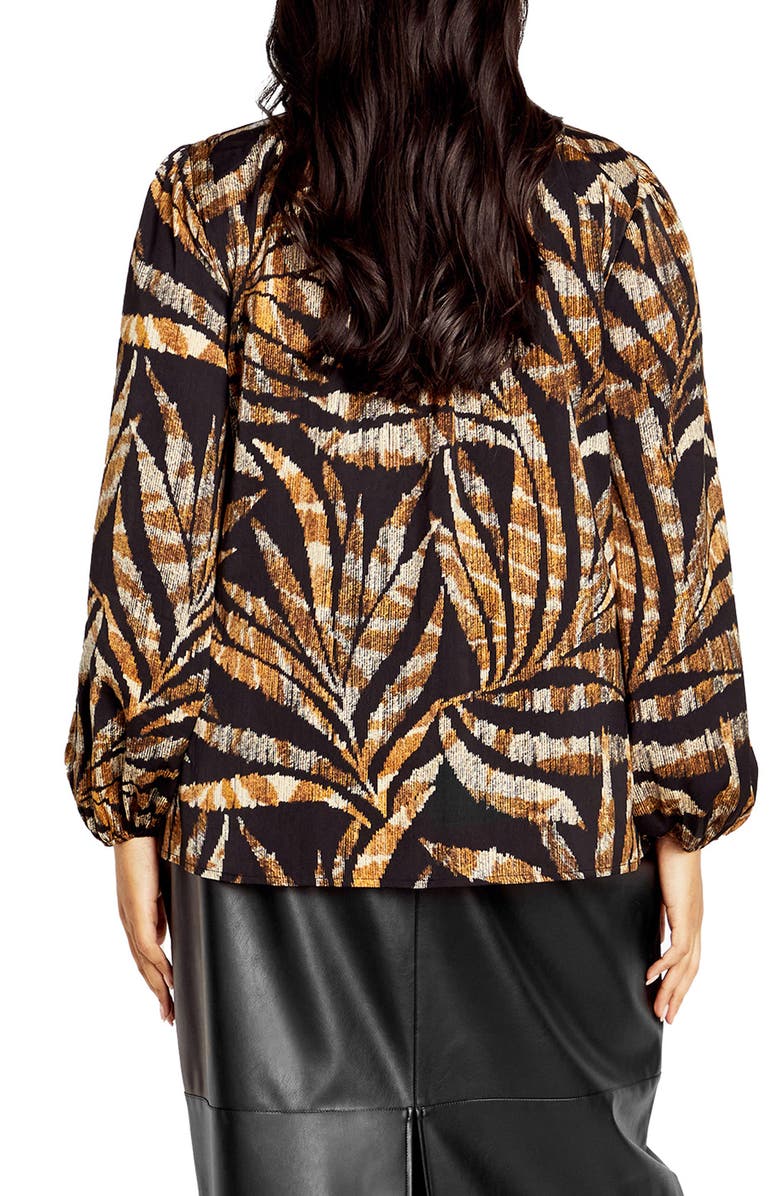 City Chic Elia Palm Print Shirt, Alternate, color, Orange Print