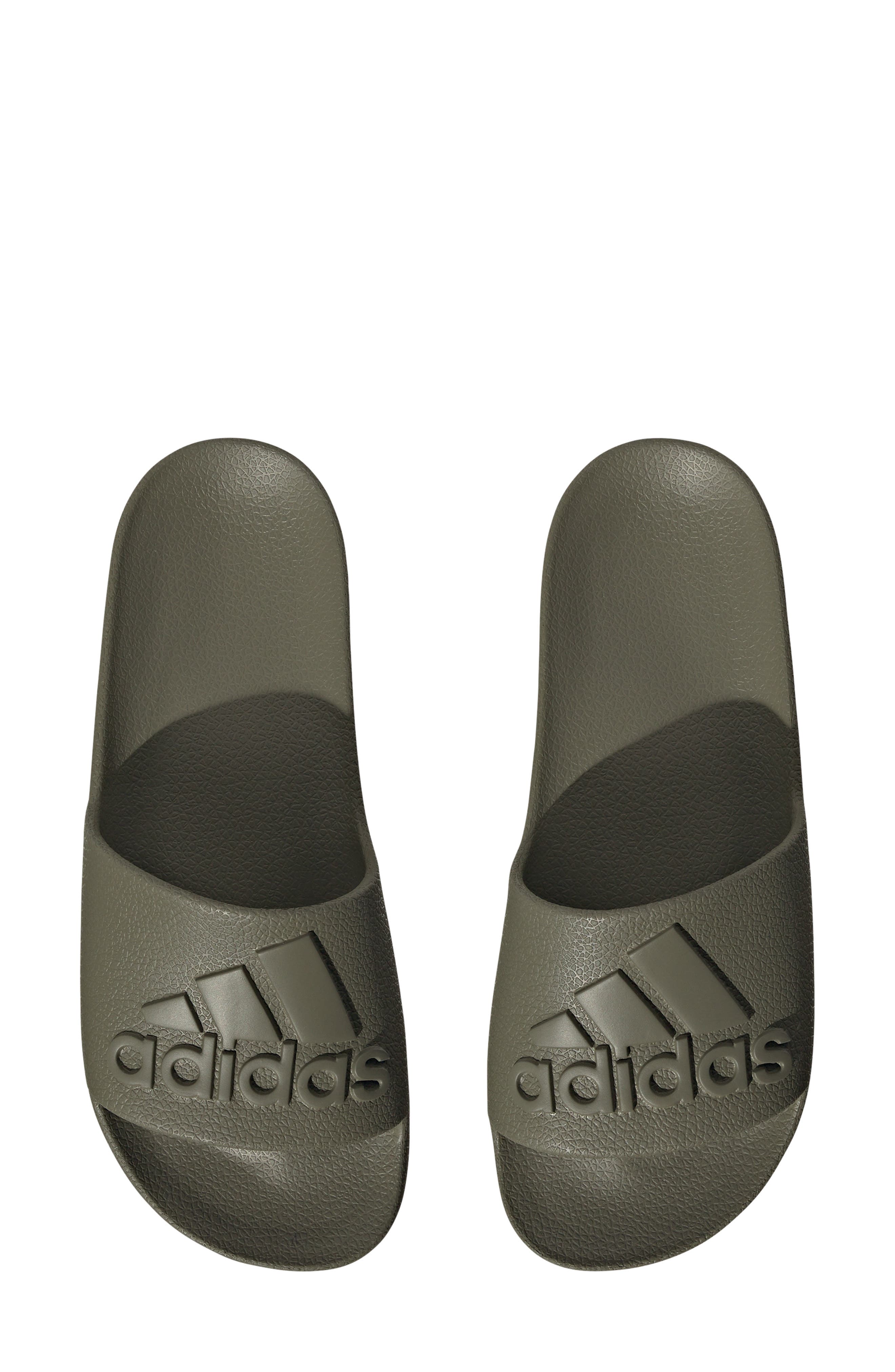 Adilette Aqua Slide Sandal, Alternate, color, OLIVE/ OLIVE/ OLIVE STRATA