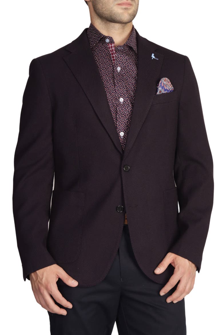 Solid Textured Sport Coat, Main, color, PLUM
