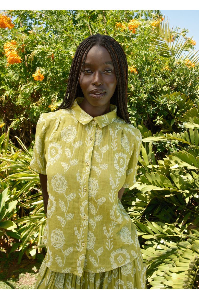 Winnie Button-up Foldover Collar Blouse, Alternate, color, Aloe