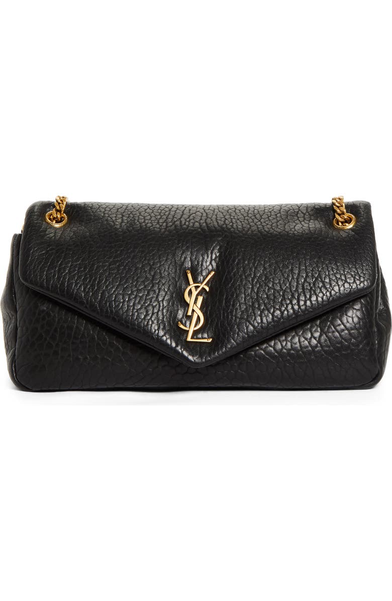 Saint Laurent Medium Calypso Leather Shoulder Bag, Main, color, Noir