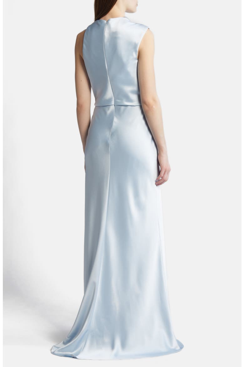 Asymmetric Neck Satin Gown, Alternate, color, ICE