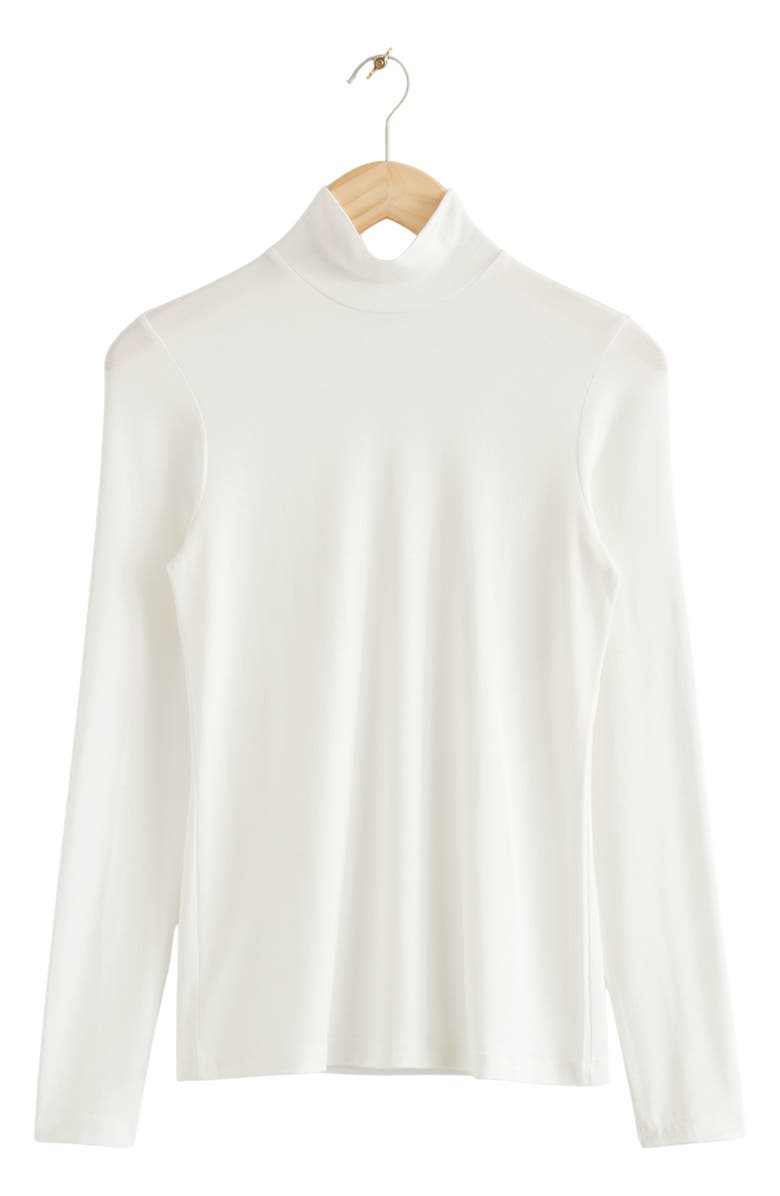 & Other Stories Mock Neck Long Sleeve Top, Main, color, White