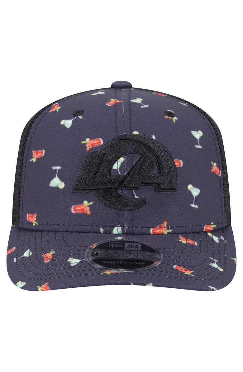 New Era Men's New Era Navy/Black Los Angeles Rams Adventure Drinks Pattern 9SEVENTY Stretch-Snap Hat, Alternate, color, Navy