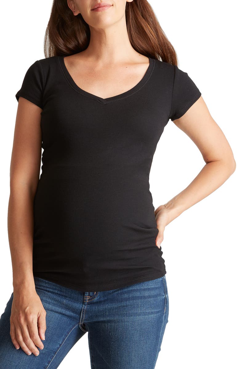 Ingrid & Isabel<sup>®</sup> V-Neck Short Sleeve Maternity Tee, Main, color, 