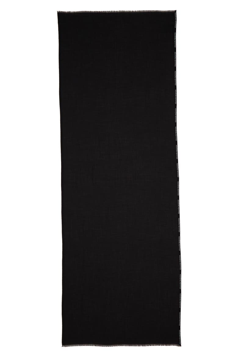 Alexander McQueen Selvedge Edge Cashmere & Silk Scarf, Main, color, BLACK/ IVORY