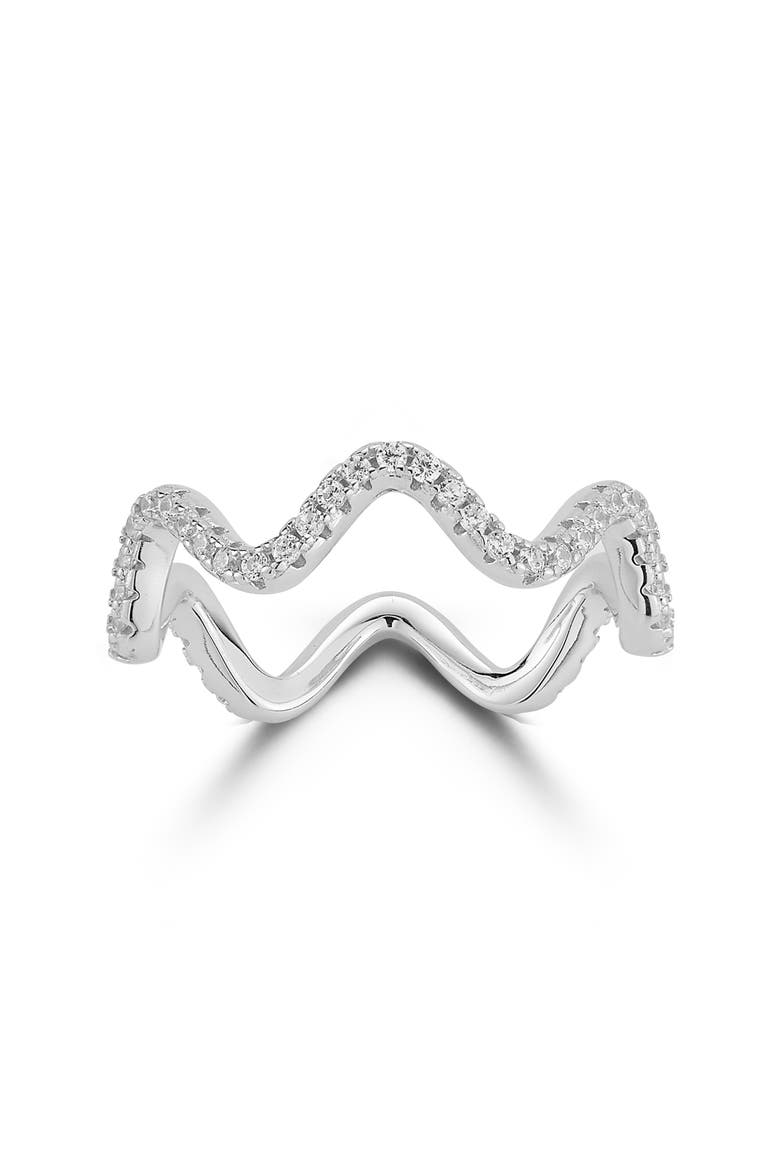Wave Cubic Zirconia Band Ring, Main, color, SILVER