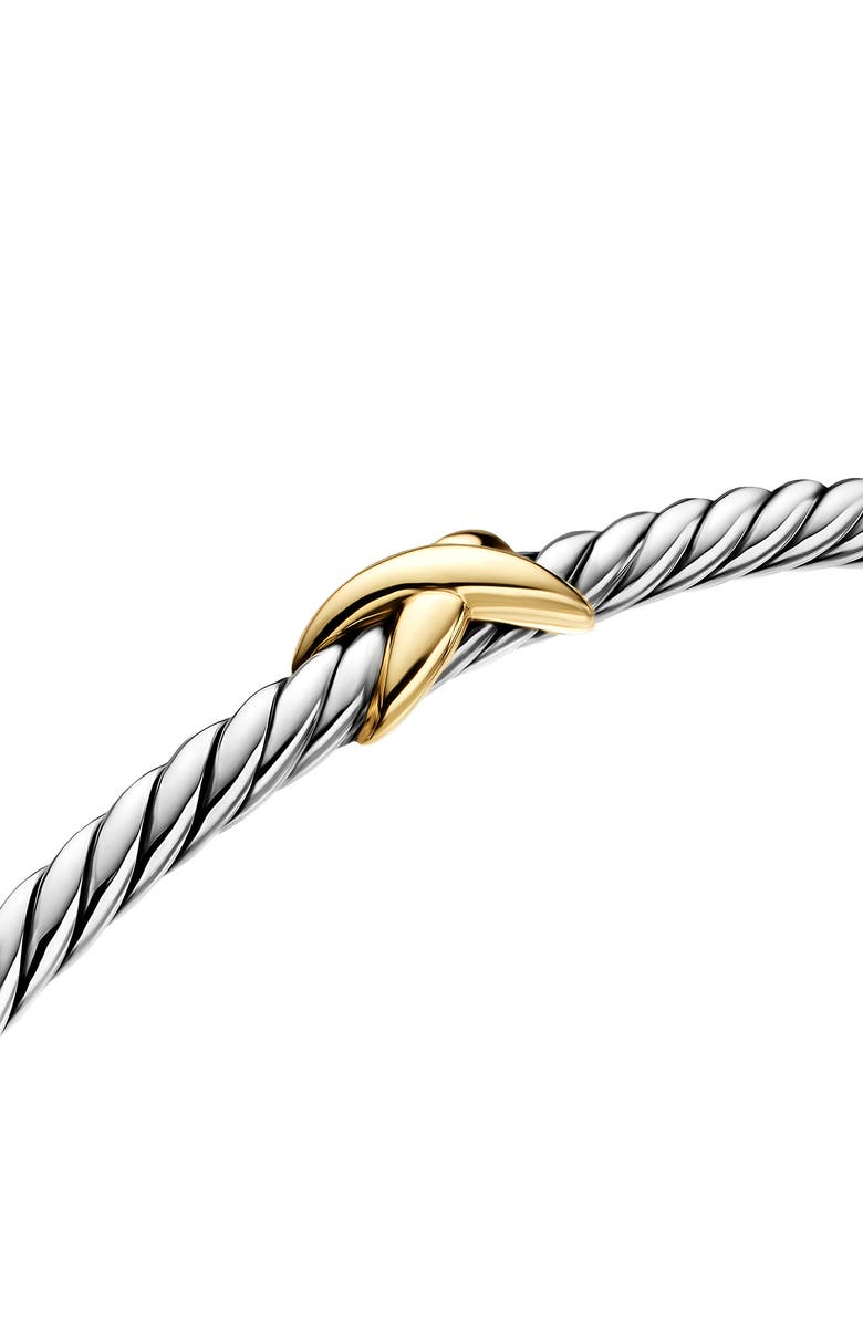 David Yurman Micro Cable Flex X Bracelet in Sterling Silver with Yellow Gold, 2.6mm, Alternate, color, Silver