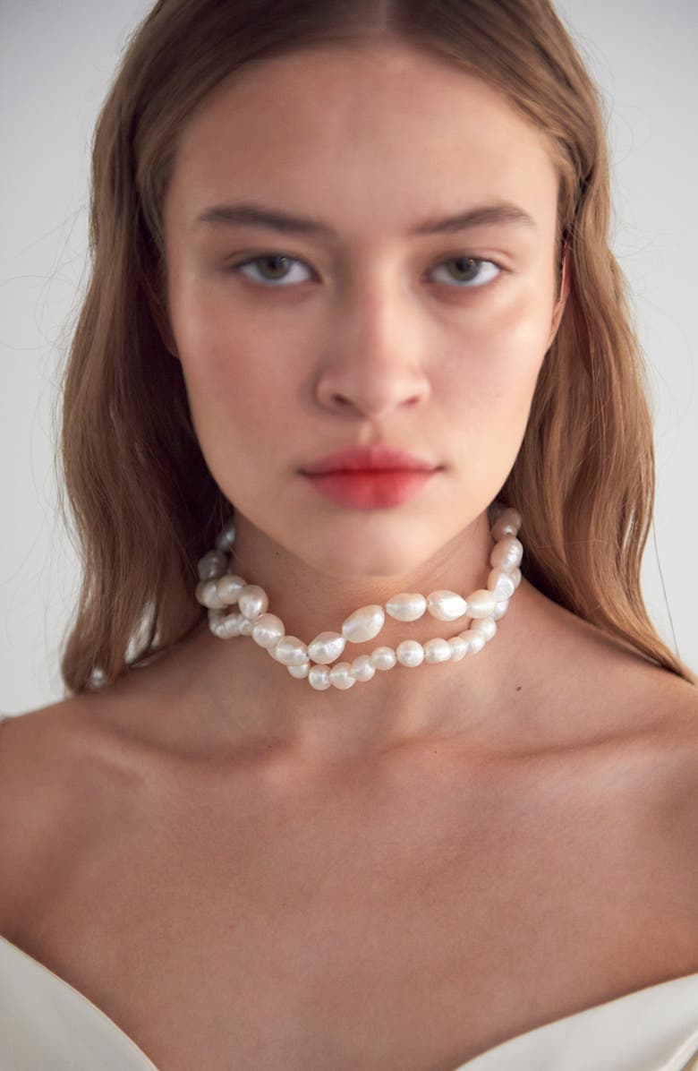 Cult Gaia Susa Mother of Pearl Choker Necklace, Alternate, color,