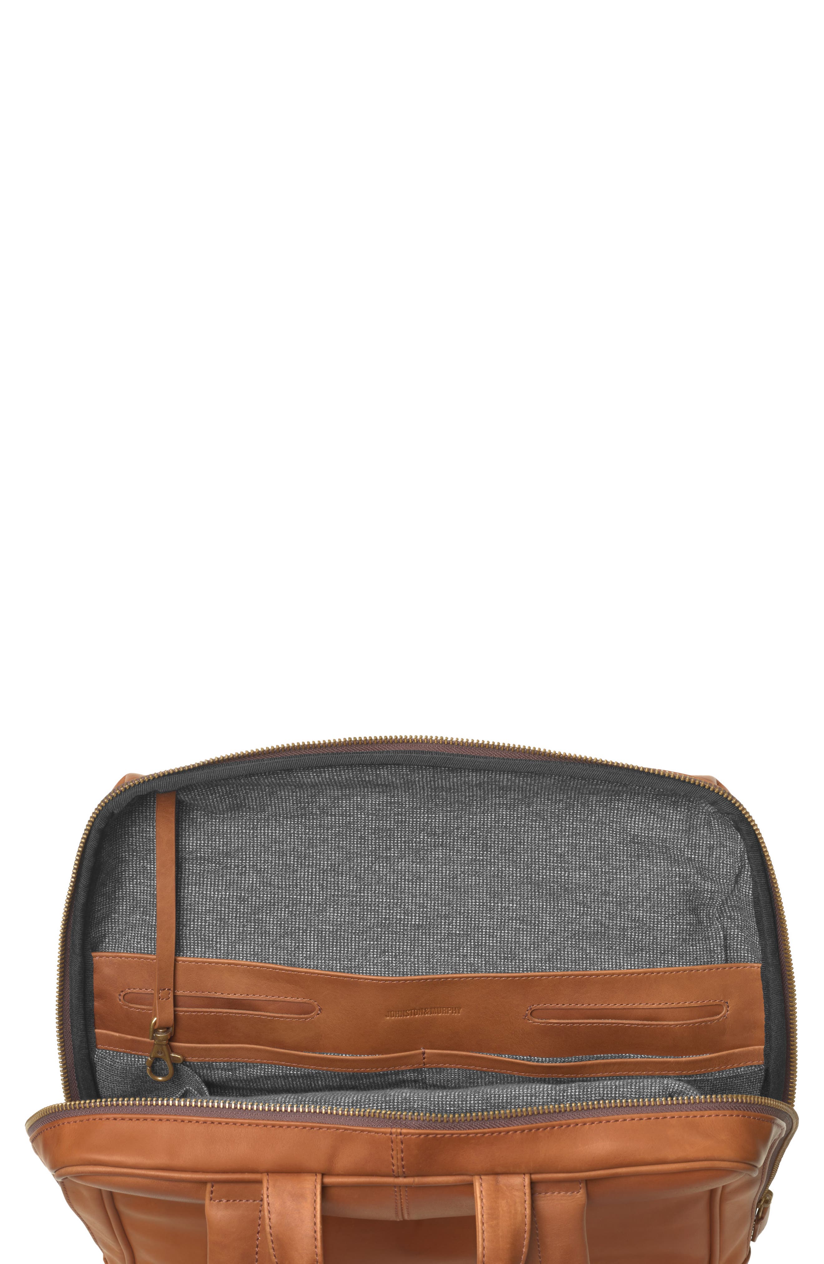 Rhodes Water Repellent Leather Commuter Backpack, Alternate, color, TAN FULL GRAIN