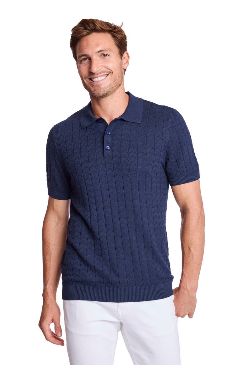 Zigzag Knit Polo, Alternate, color, CRISP NAVY