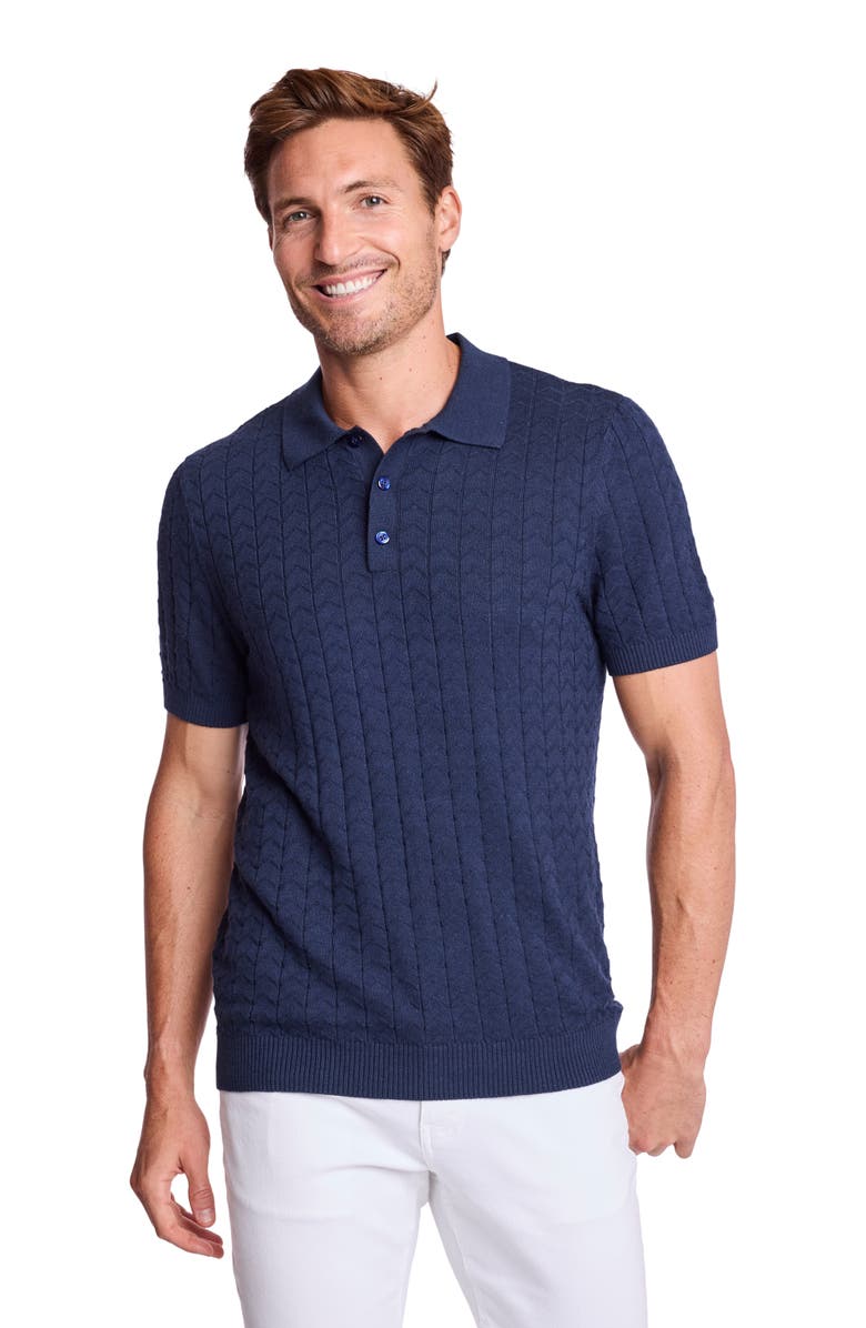 PAISLEY & GRAY Zigzag Knit Polo, Alternate, color, Crisp Navy