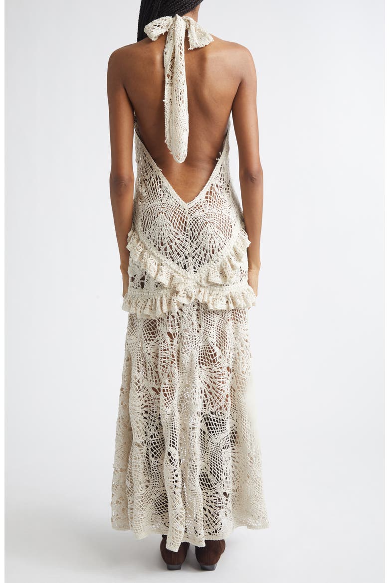 Elvira Lace Halter Cover-Up Dress, Alternate, color, ECRU