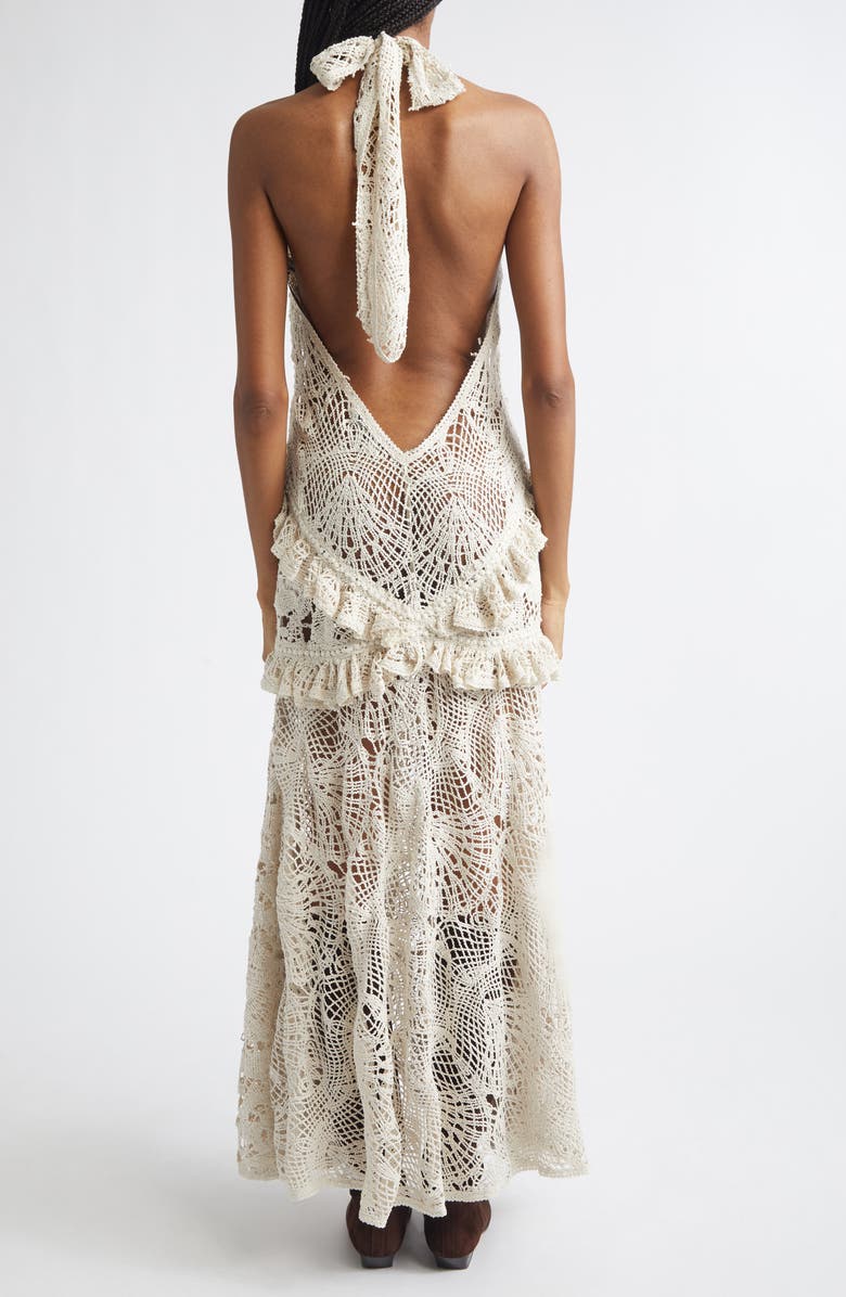 Siedrés Elvira Lace Halter Cover-Up Dress, Alternate, color, Ecru