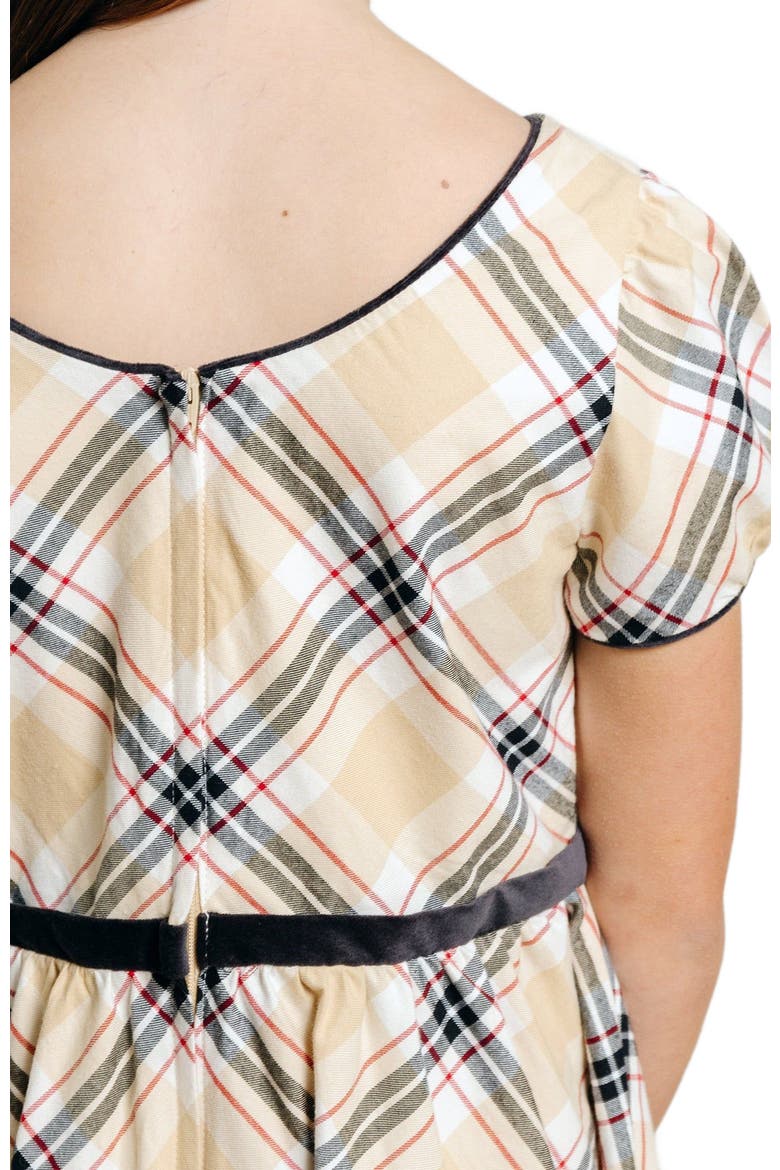 Girls' Puff Sleeve Party Dress, Kids, Alternate, color, Classic Tan Plaid