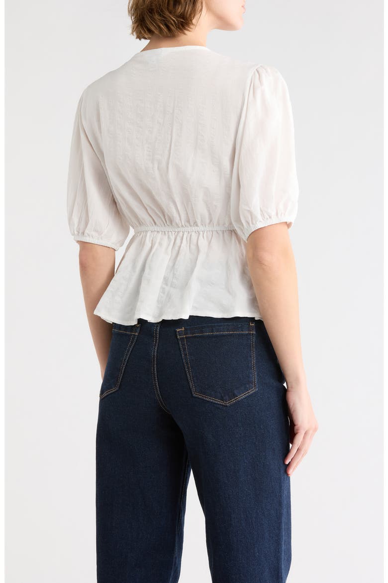 V-Neck Peasant Top, Alternate, color, WHITE