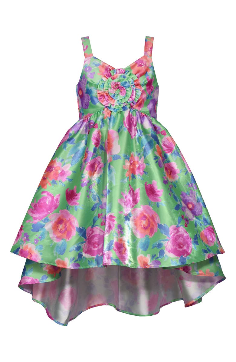 Iris & Ivy Kids' Rosette High-Low Party Dress, Main, color, Green