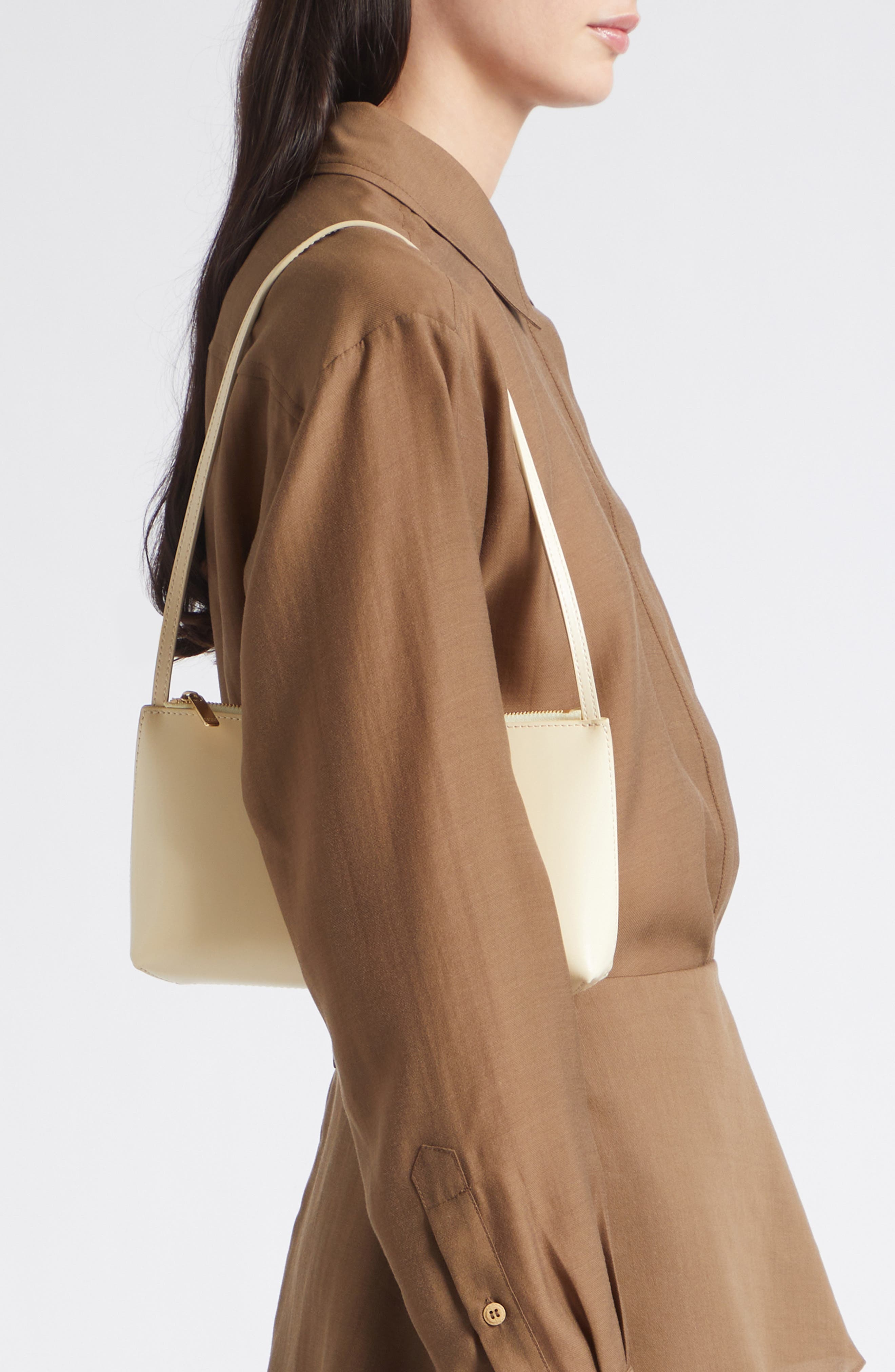 Gaia Leather Shoulder Bag, Alternate, color, CREMA/ EBONY