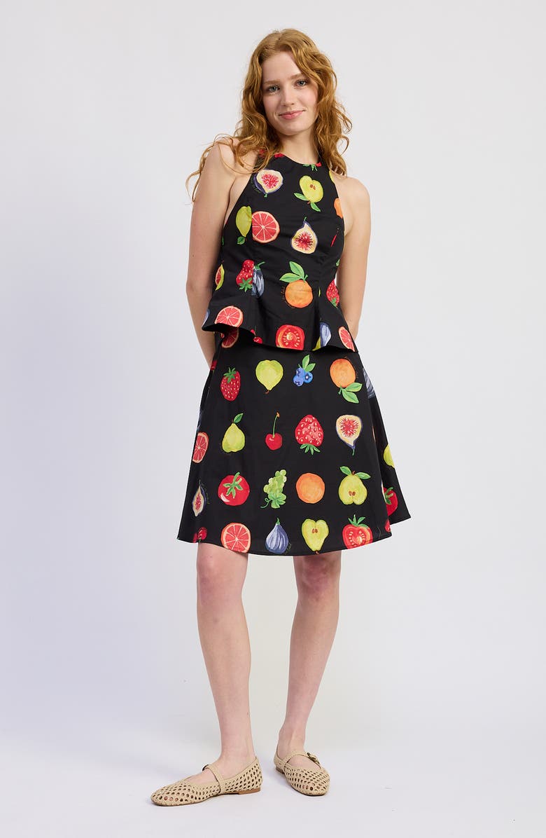 JACQUIE THE LABEL Melody Print Poplin Skirt, Alternate, color, Black Red Multi
