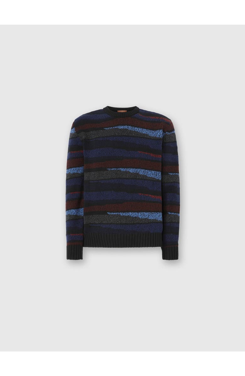 Missoni Crew Neck Sweater With Striped Inlay, Main, color, Navy Blue 
Burgundy