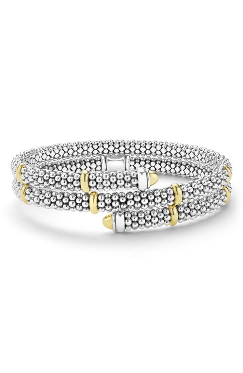 Lagos Two-tone Caviar Diamond Versa Wrap Bracelet In Metallic