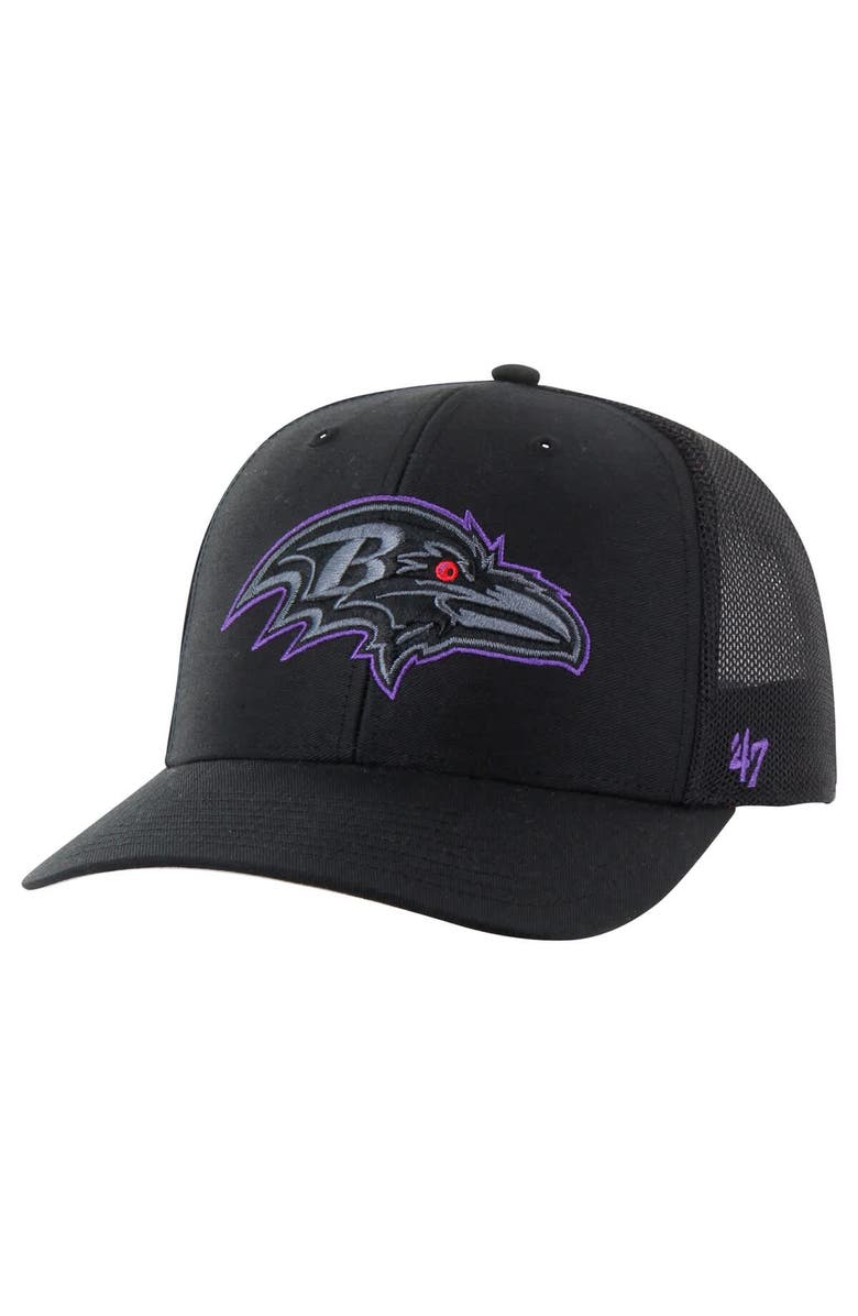 '47 Men's '47 Black Baltimore Ravens Blackball Trophy Flex Hat, Alternate, color,