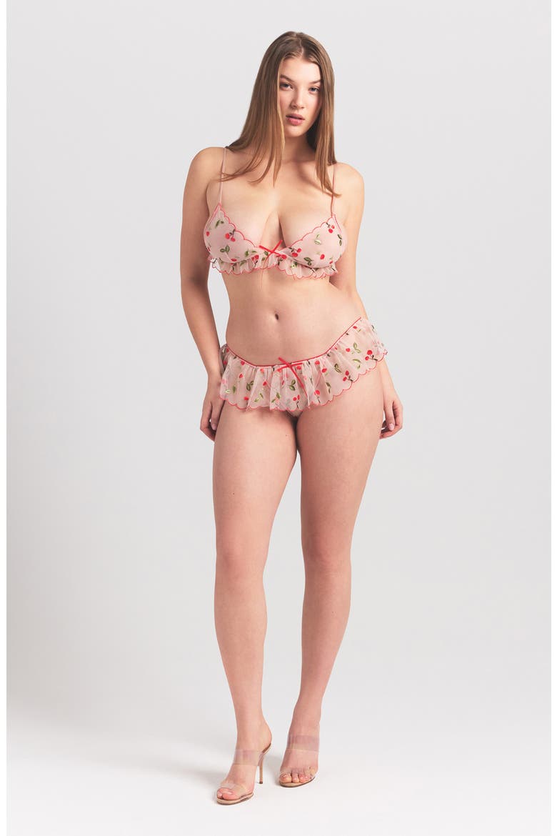 Embroidered Tulle Micro Triangle Bra, Alternate, color, PRIMROSE CHERRY TULLE
