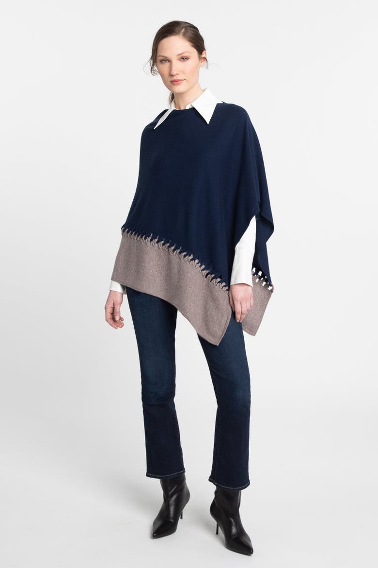 Twist Stitch Poncho, Alternate, color, Black/Birch