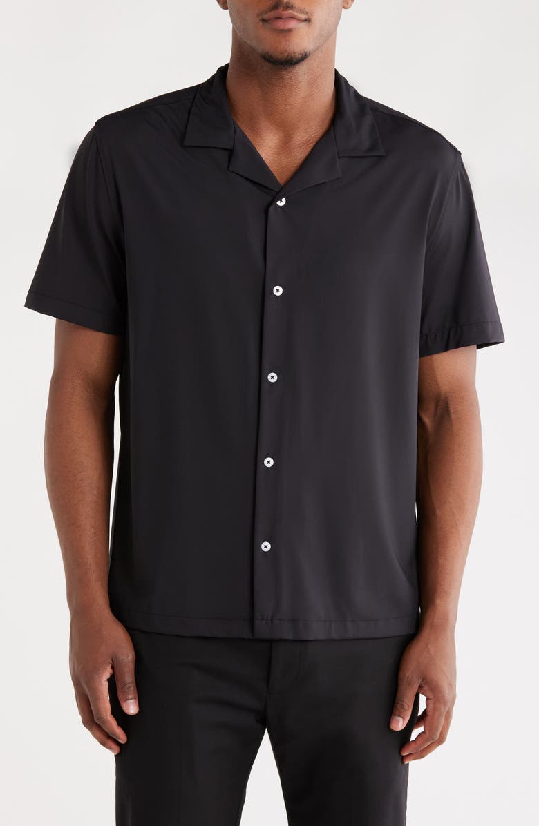 FOR THE REPUBLIC Solid Camp Shirt, Main, color, Black