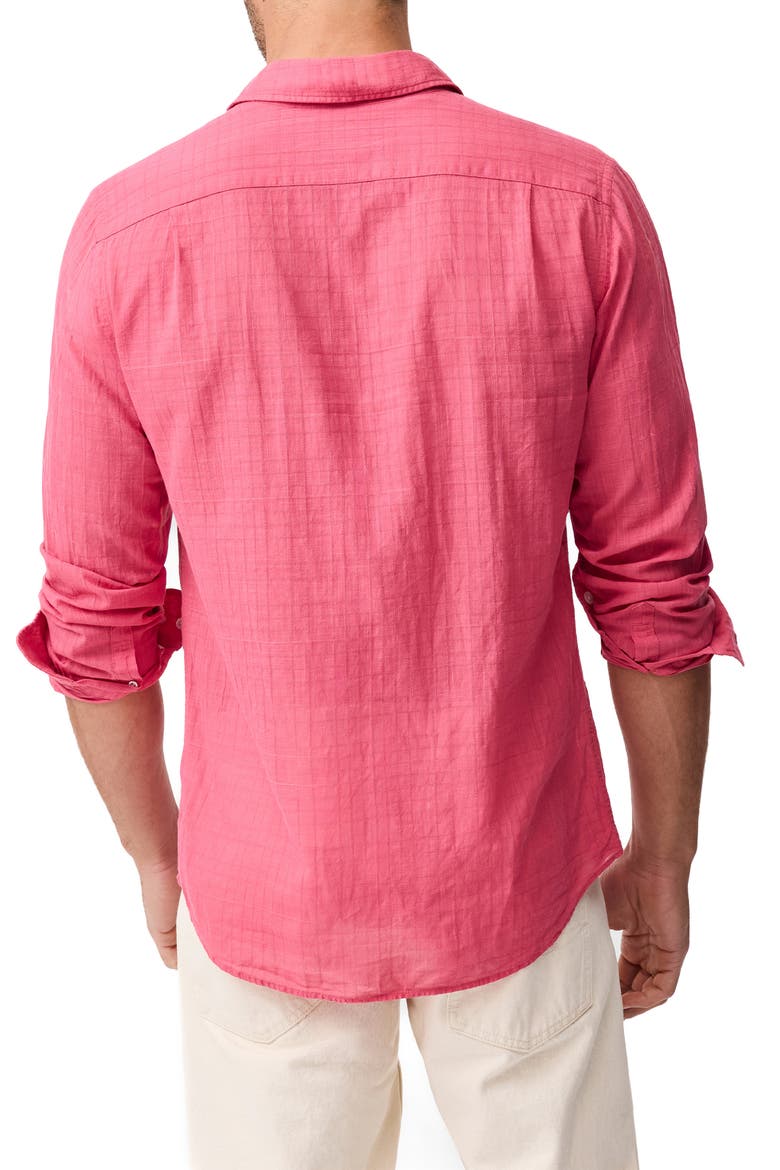 Taupo Bay Sports Fit Check Jacquard Cotton Button-Up Shirt, Alternate, color, GERANIUM