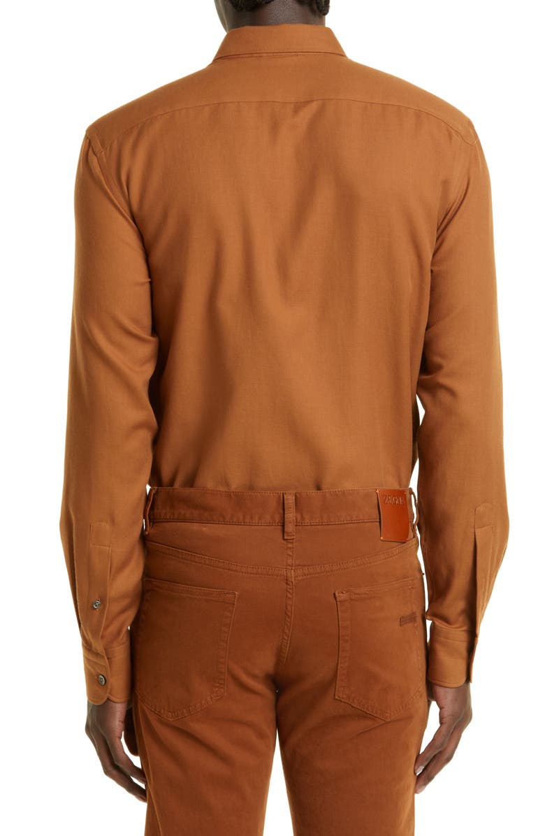 ZEGNA Cotton & Cashmere Button-Up Shirt, Alternate, color, 