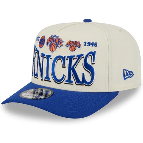Men's New Era Cream/Blue New York Knicks 2026 NBA All-Star Game Stretched Text 9FIFTY A-Frame Snapback Hat
