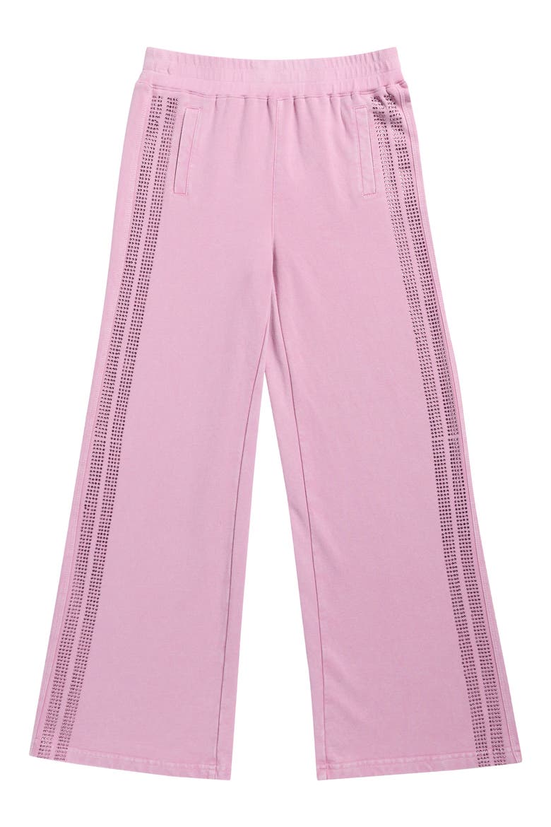 Kids' Rhinestone Stripe Wide Leg Pants, Main, color, ROSE PINK
