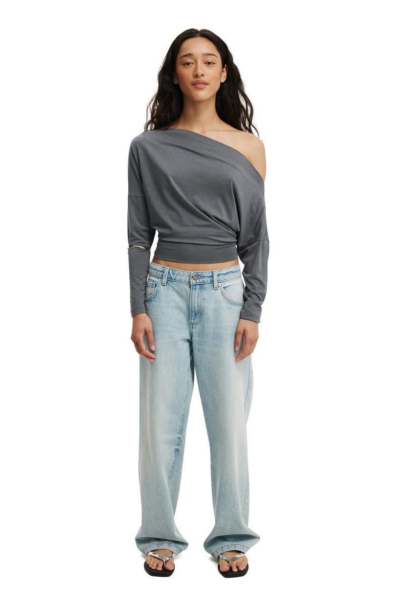 Cotton On Women's Peyton Off Shoulder Long Sleeve, Alternate, color, Moonlight Shadow