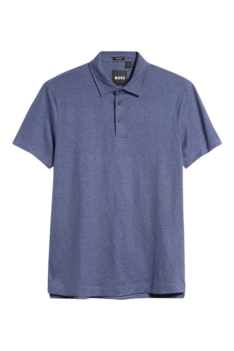 Pitton Wool Blend Polo, Alternate, color, NAVY
