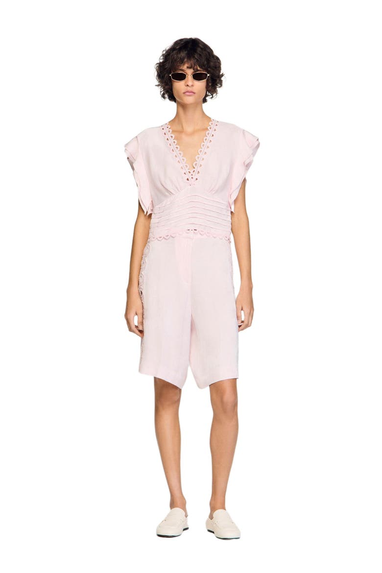 Floral jacquard crop top, Alternate, color, Pink