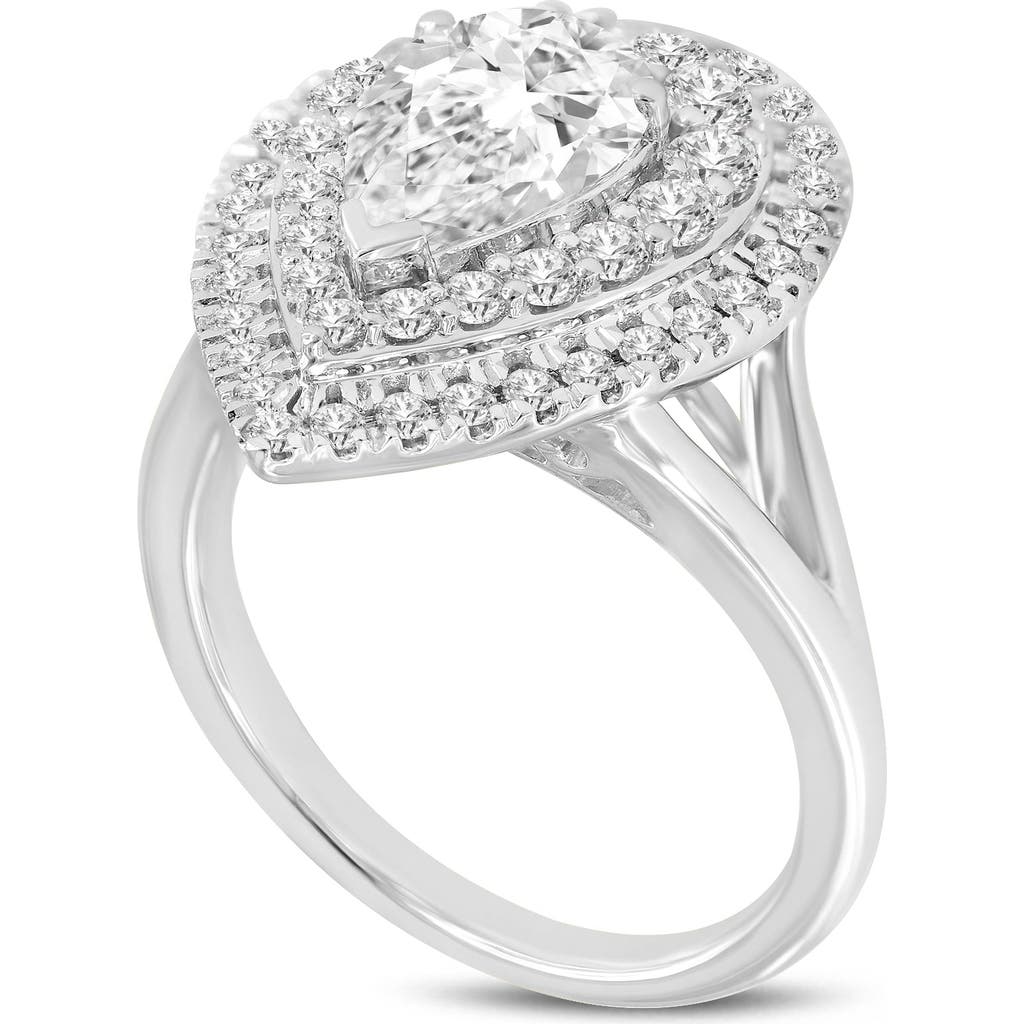 Luvmyjewelry Anisa 14k White Gold Pear Lab Grown Diamond Halo Engagement Ring In 14k White Gold