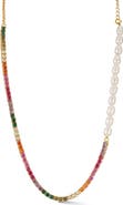 CHLOE AND MADISON Rainbow Crystal & Faux Pearl Necklace